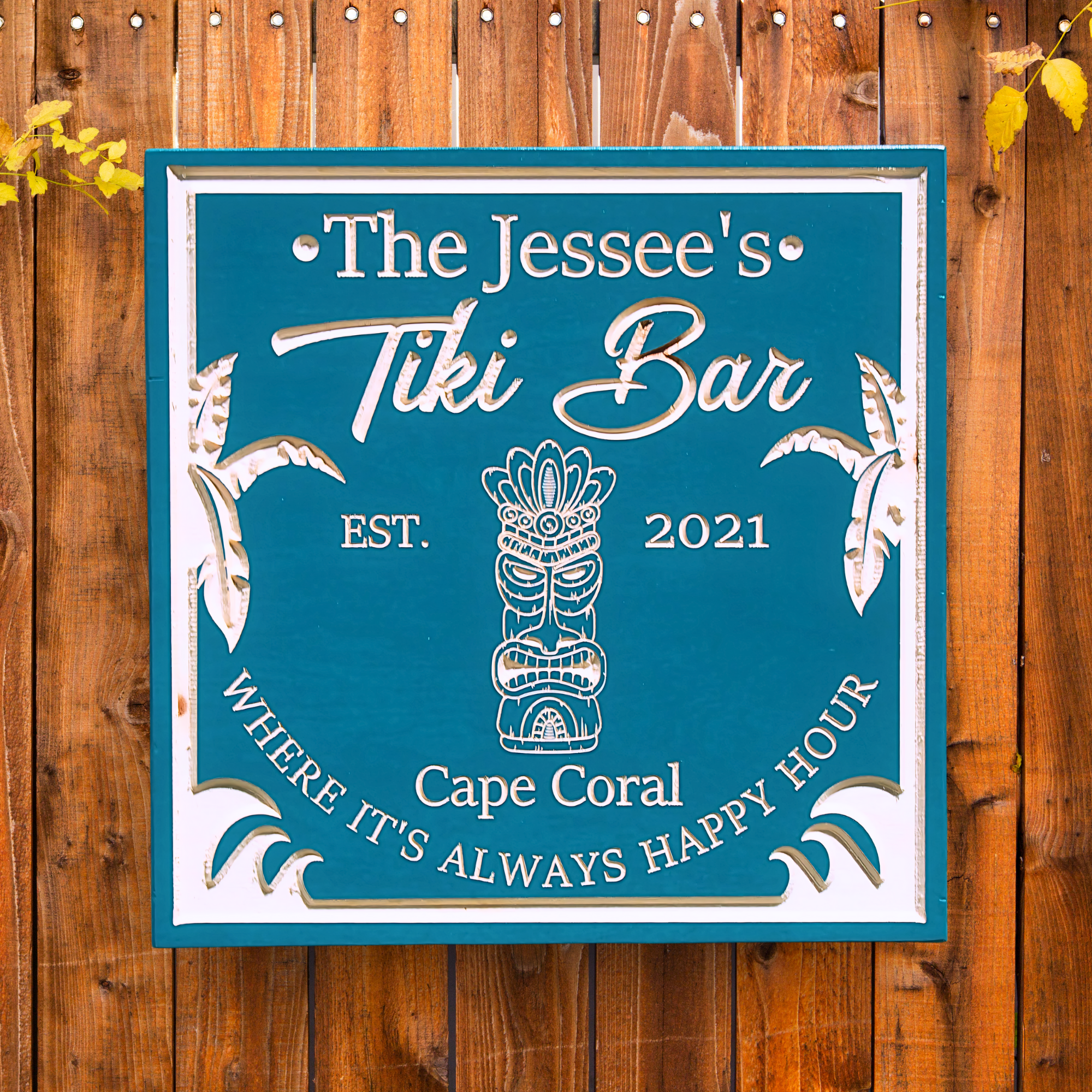 Tiki Totem Sign - Tiki Bar Sign - Pool Bar Sign - Customized carved wooden sign for home decor or gift.