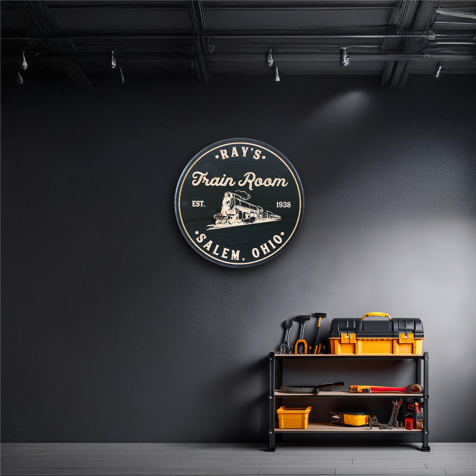 Train Room Sign - Vehicle Sign - Gift for Men Sign - Customized carved wooden sign for home decor or gift.