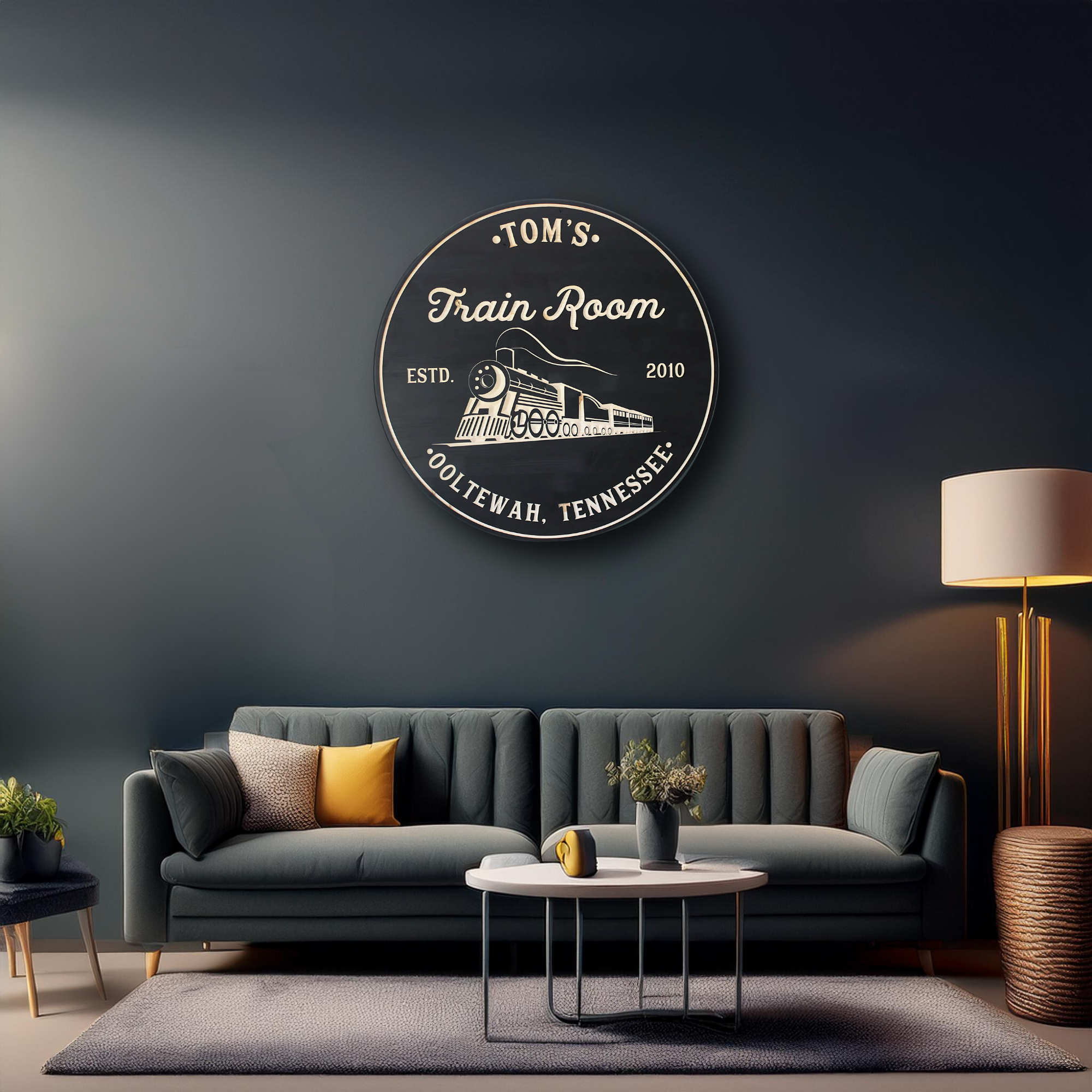 Train Room Sign - Vehicle Sign - Gift for Men Sign - Customized carved wooden sign for home decor or gift.