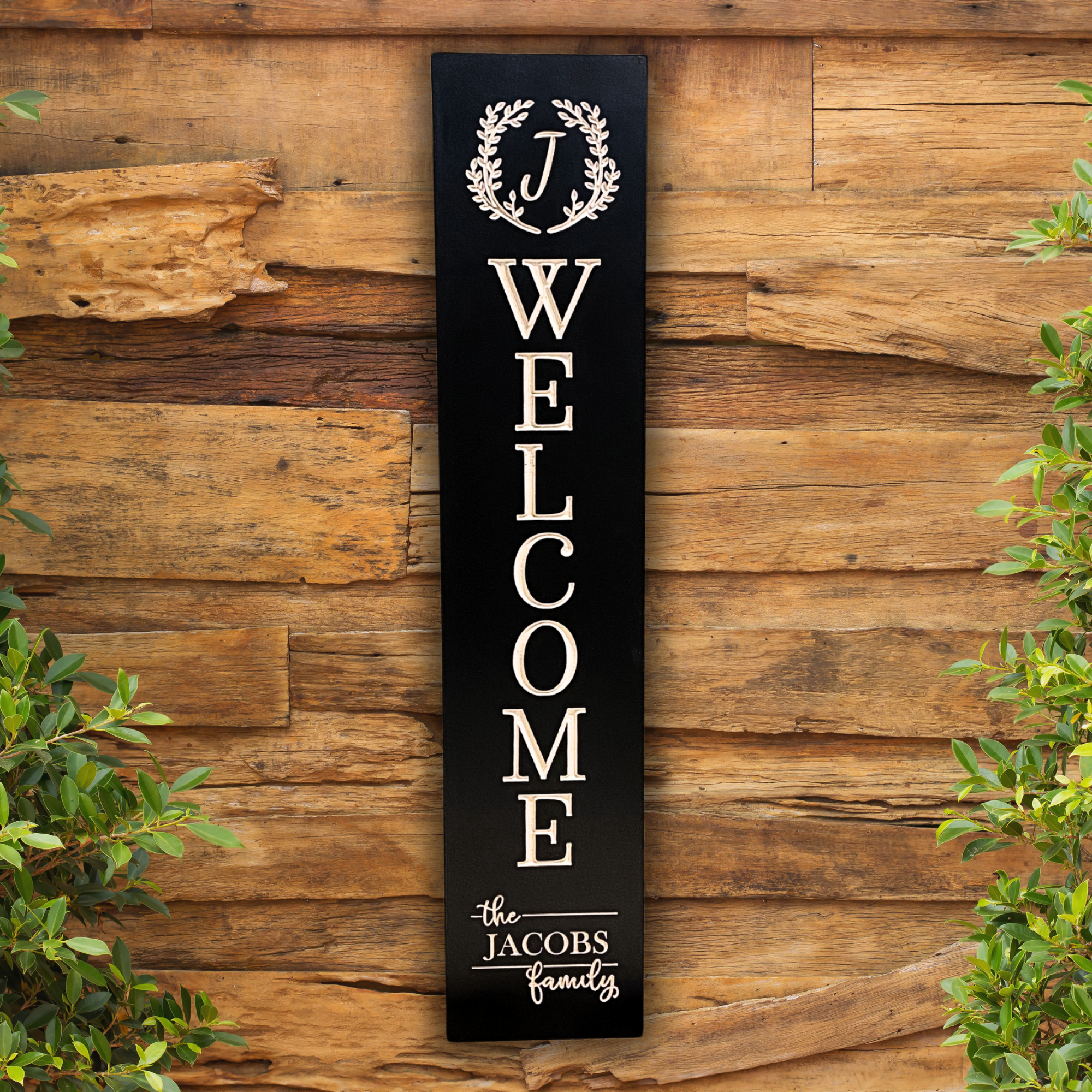 Family Name Porch Sign - Welcome Family Initial Sign - Front Porch Sign - Welcome Sign - Customized carved wooden sign for home decor or gift.