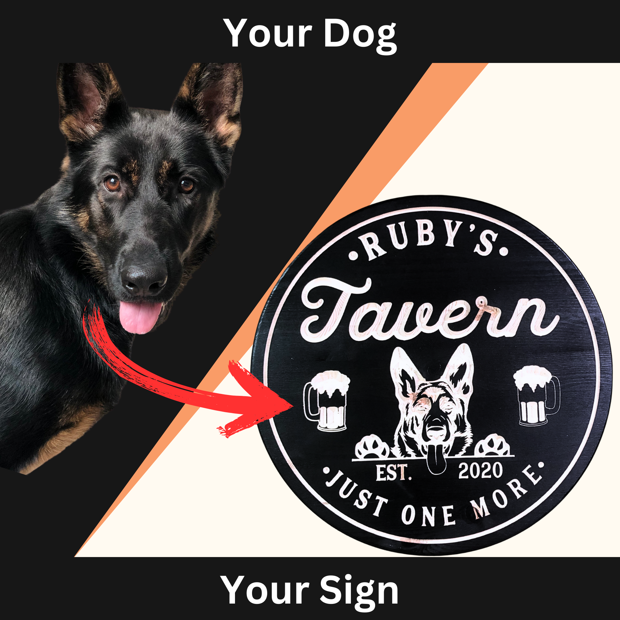 Dog Sign - Pets Sign - Customized carved wooden sign for home decor or gift.