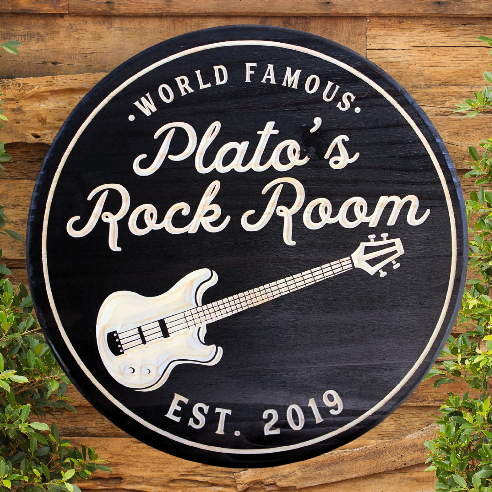 Guitar Sign - Music Sign - Music Room Sign, Customized carved wooden sign for home decor or gift.