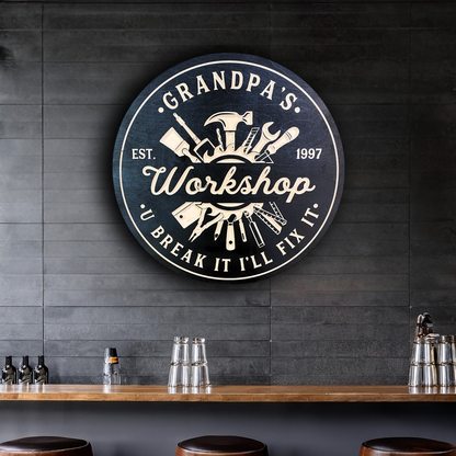 Workshop Sign - Grandpa's Workshop Sign - Tools Sign - Customized carved wooden sign for home decor or gift.