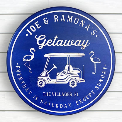 Golf Cart Sign - Golfing Sign, Customized carved wooden sign for home decor or gift.